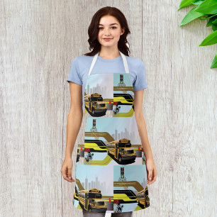 School Bus City Scene Apron