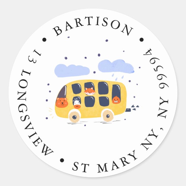 School Bus Company Classic Round Sticker  (Front)