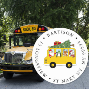 School Bus Company Classic Round Sticker Transport