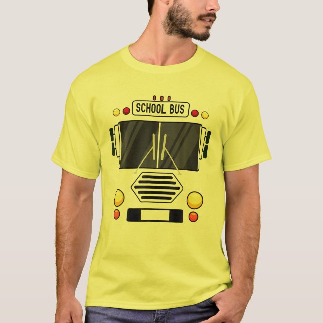 School Bus Costume Cool Easy Vehicle Halloween T-Shirt (Front)