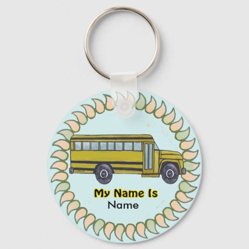 School Bus custom name keychain