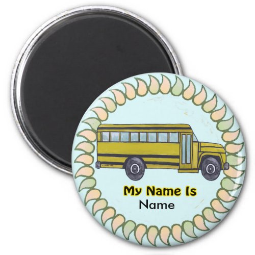 School Bus custom name magnet  