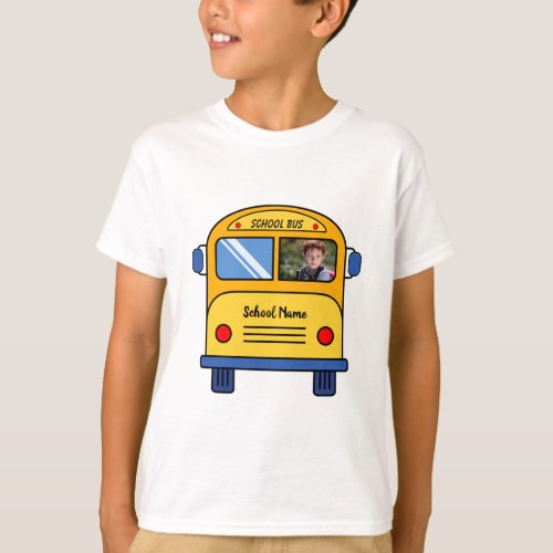 School Bus Custom Photo Kids T_Shirt