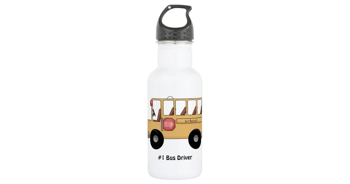 School Bus Kids 12oz Flip Top Water Bottle Personalized 