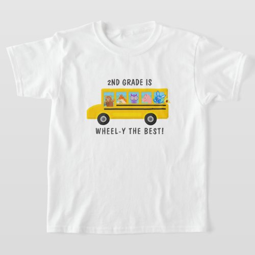 School Bus Cute Animals Personalized Grade Level T_Shirt