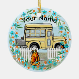 School Bus Day   Ceramic Ornament