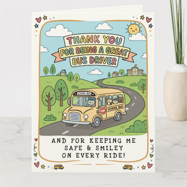 School Bus Driver Appreciation Day Owls Greeting Card (Front)
