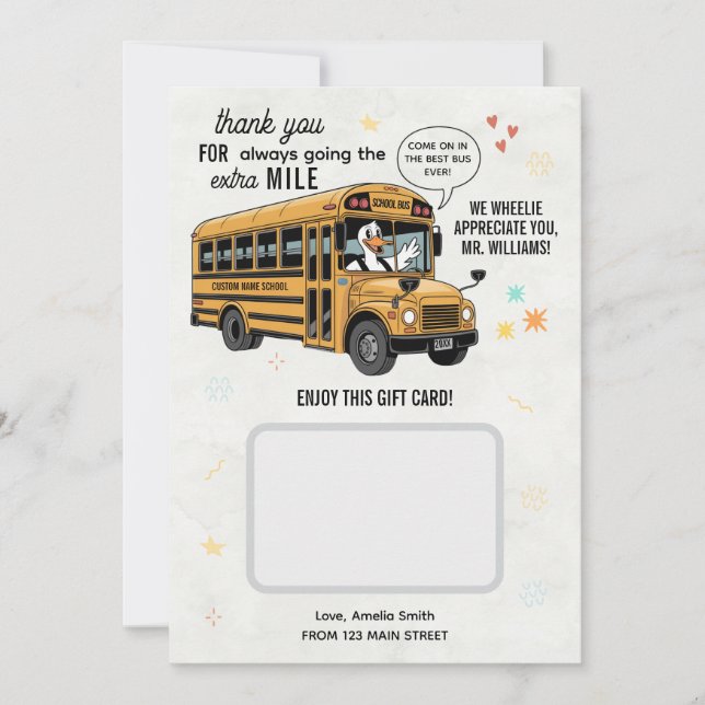 School Bus Driver Appreciation Gift Card Holder (Front)