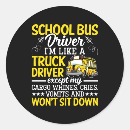 School Bus Driver Back To School Classic Round Sticker