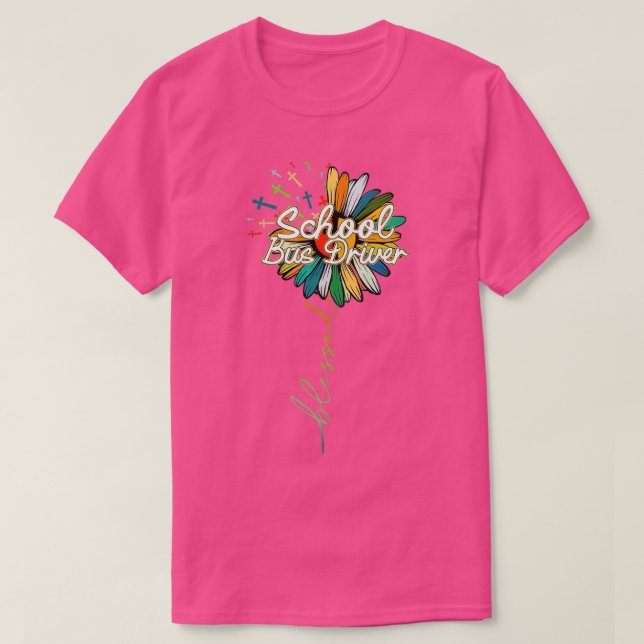School Bus Driver Blessed Colorful Black T-Shirt (Design Front)