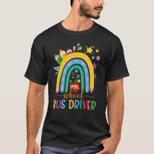 School Bus Driver Boho Rainbow Appreciation Back T T-Shirt