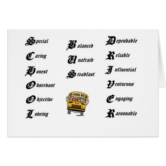 School bus driver cards (Front Horizontal)