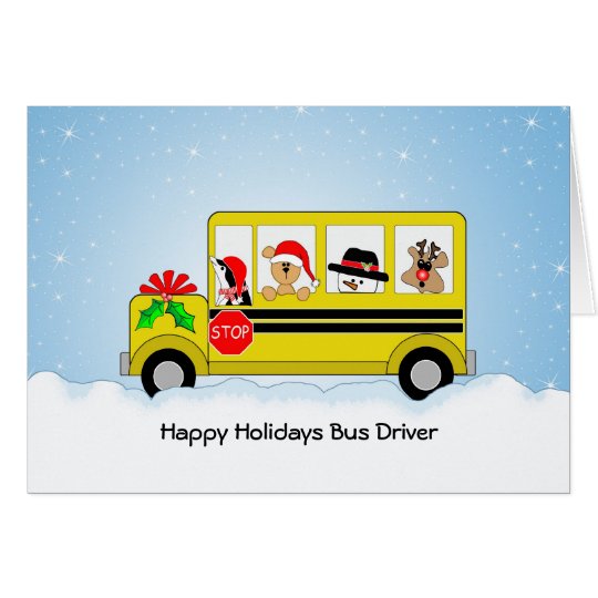 School Bus Driver Christmas Card, Happy Holidays Card  Zazzle