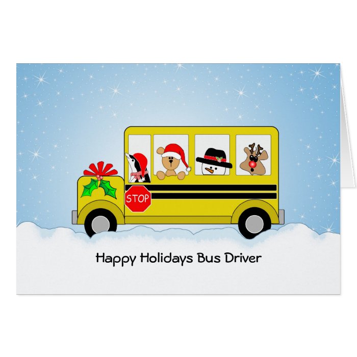 School Bus Driver Christmas Card, Happy Holidays Card Zazzle