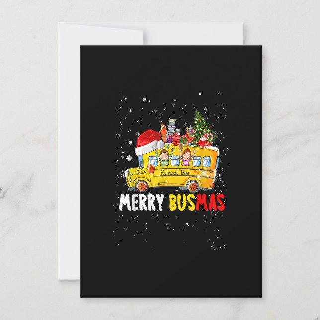 School Bus Driver Christmas Pajamas Merry Busmas X Invitation (Front)
