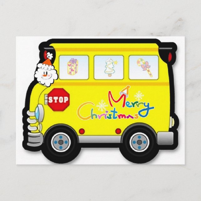 School Bus Driver Christmas Postcard (Front)