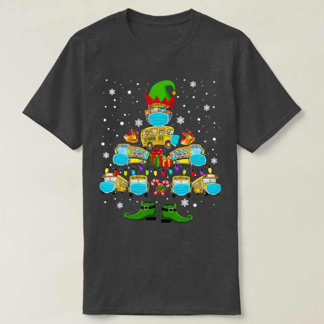 School Bus Driver Christmas Tree Funny T-Shirt (Design Front)