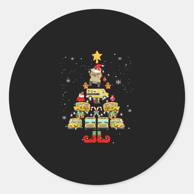 School Bus Driver Christmas Tree Gift Classic Round Sticker (Front)