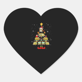 School Bus Driver Christmas Tree Gift Heart Sticker