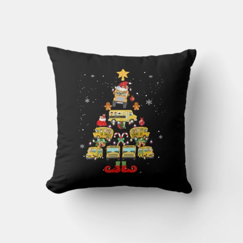 School Bus Driver Christmas Tree Gift Throw Pillow