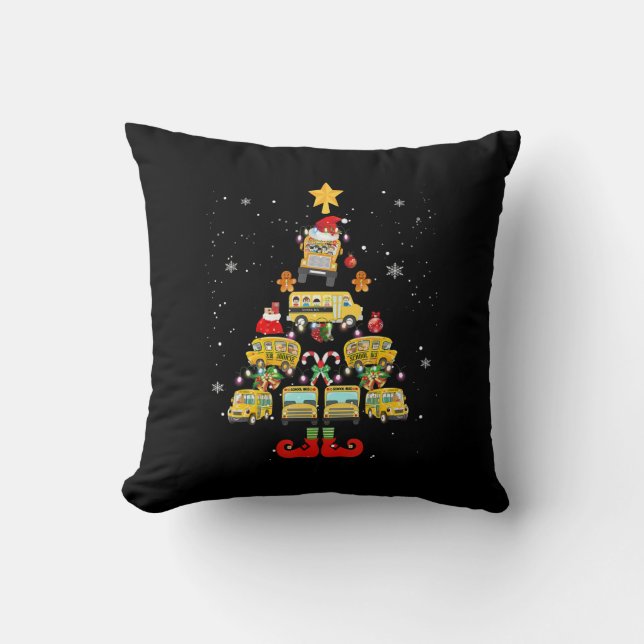 School Bus Driver Christmas Tree Gift Throw Pillow (Front)