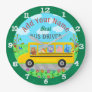 School Bus Driver Cute Animals | Personalized Name Large Clock