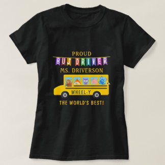 School Bus Driver Cute Animals | Personalized Name T-Shirt