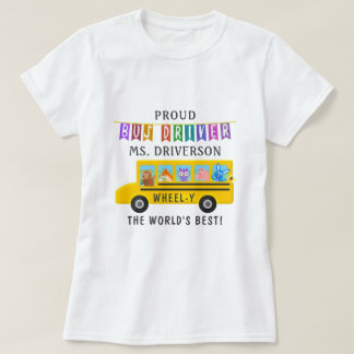 School Bus Driver Cute Animals | Personalized Name T-Shirt