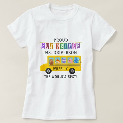 School Bus Driver Cute Animals  Personalized Name T_Shirt