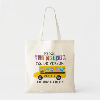 School Bus Driver Cute Animals | Personalized Name Tote Bag by HaHaHolidays at Zazzle