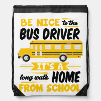 School Bus Driver Drawstring Bag