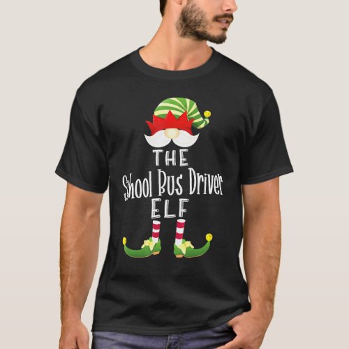 School Bus Driver Elf Group Christmas Pajama Party T_Shirt