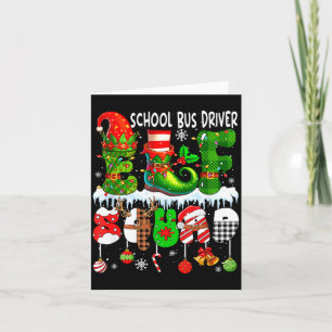 School Bus Driver Elf Squad Xmas Colorful Elf Hat  Card