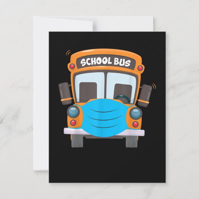 School Bus Driver Face Mask Funny Costume Xmas Note Card (Front)