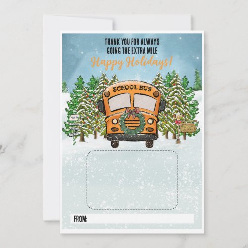 School Bus Driver Gift Card Holder Thank You Card