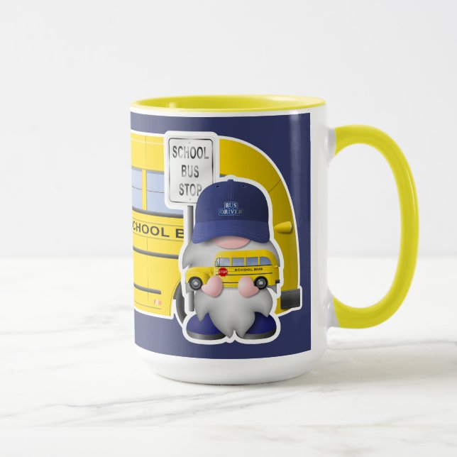 School Bus Driver Gnome with School Bus Mug (Right)