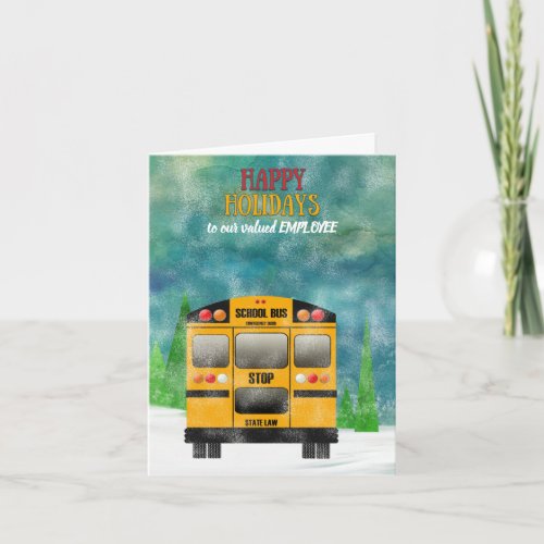 School Bus Driver Happy Holidays Employee Holiday Card