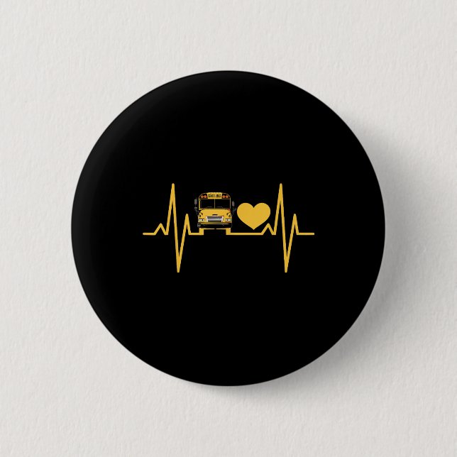 School Bus Driver Heartbeat  Button (Front)
