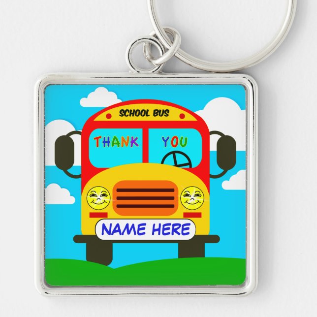 School Bus Driver Keychain with NAME or YOUR TEXT (Front)