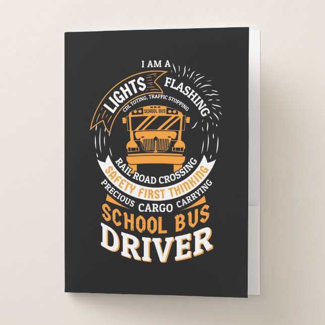 School Bus Driver Lights Flashing Pocket Folder (Front)