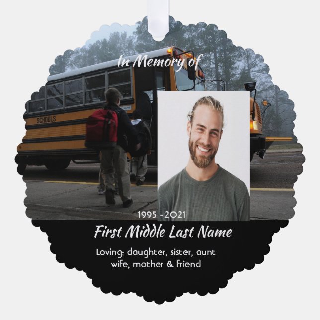 School Bus Driver  Memorial Keepsake  Ornament Card (Front)