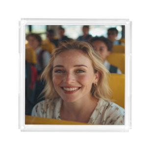 School Bus Driver Photo Customize Acrylic Tray