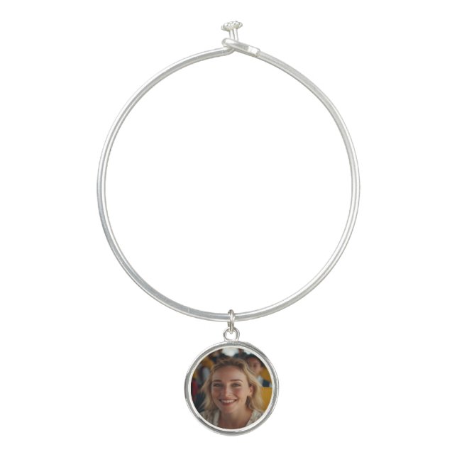 School Bus Driver Photo Customize Bangle Bracelet (Front)