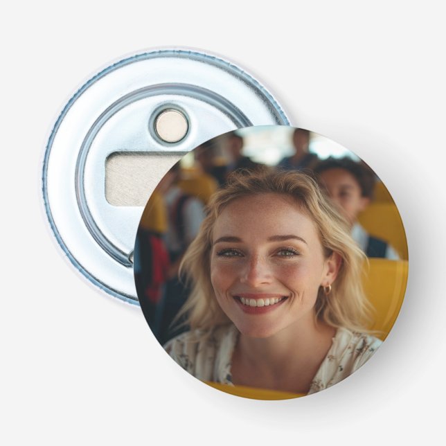 School Bus Driver Photo Customize Bottle Opener (Front)