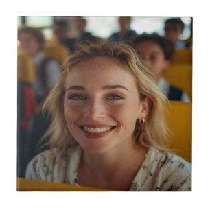 School Bus Driver Photo Customize Ceramic Tile