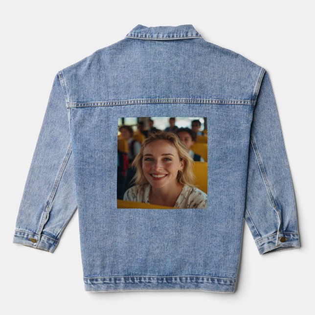 School Bus Driver Photo Customize Denim Jacket (Back)