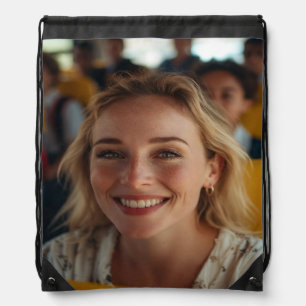 School Bus Driver Photo Customize Drawstring Bag