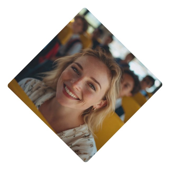 School Bus Driver Photo Customize Graduation Cap Topper (Front)