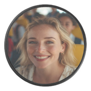 School Bus Driver Photo Customize Hockey Puck