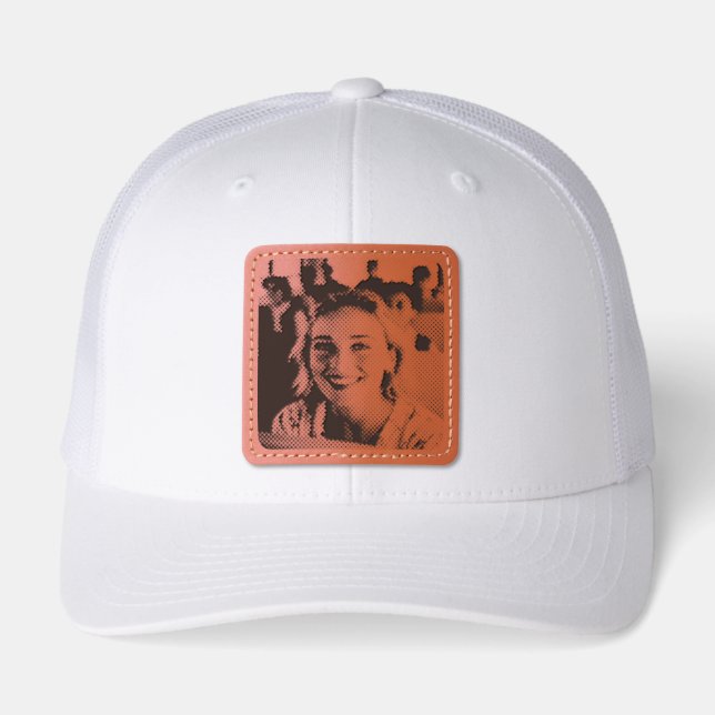 School Bus Driver Photo Customize Leather Patch Hat (Front)
